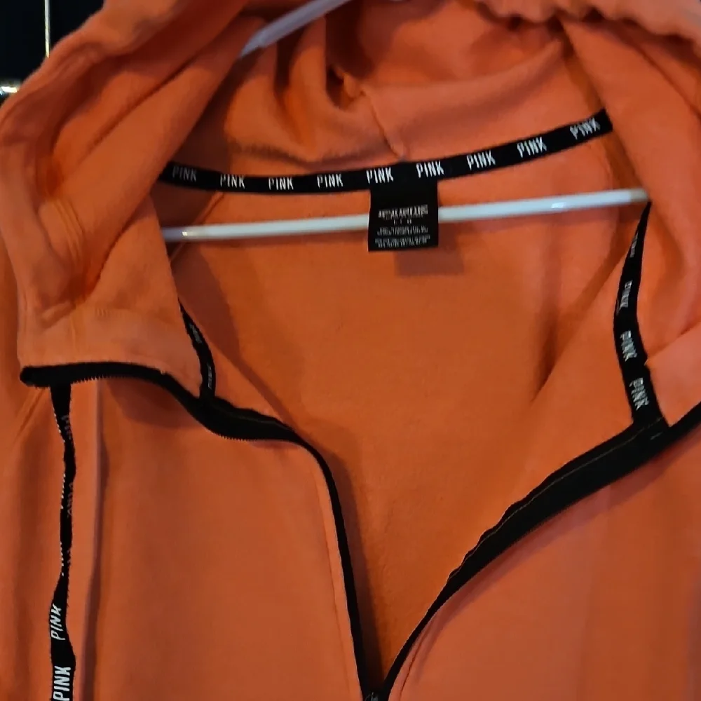Victoria's Secret Pink Coral colored Hoodie with Black Accents - Picture 5 of 6